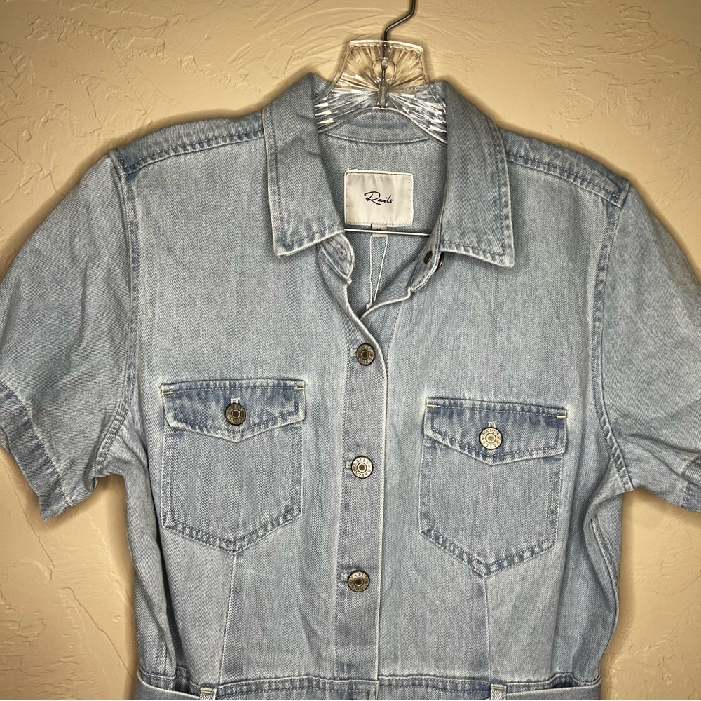 NWT Rails Danica Light Vintage Blue Denim Button‎ Down Belted Shirt Dress - Picture 3 of 11
